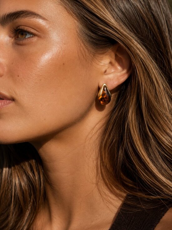 Anthropologie Jewelry - ANTHRO Tortoise Petra Mini Drop 18K Gold Plated Earrings